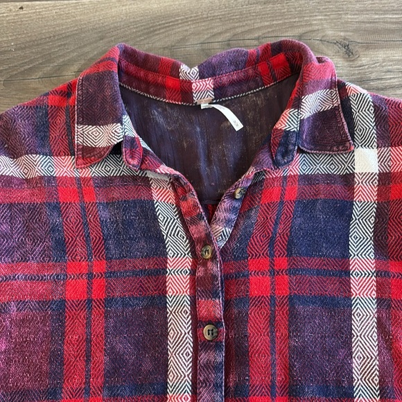 Womens Free People Easy Street Plaid Relaxed Button Down Size M Medium Top Shirt - Picture 4 of 11